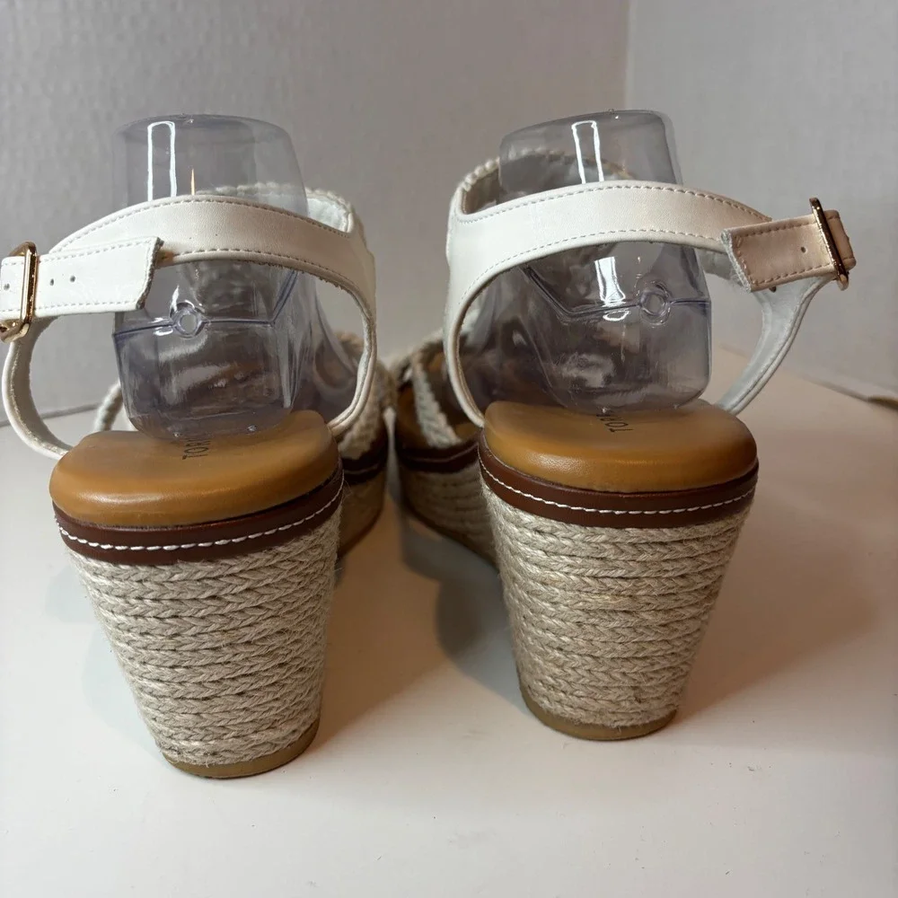 Torrid Wedge Sandals Women 11 White Macrame Braided Espadrille Platform Boho